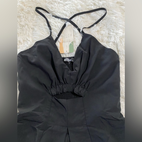 BTFBM Women’s Black sleeveless front split maxi dress with shirred back NWT - Picture 5 of 6